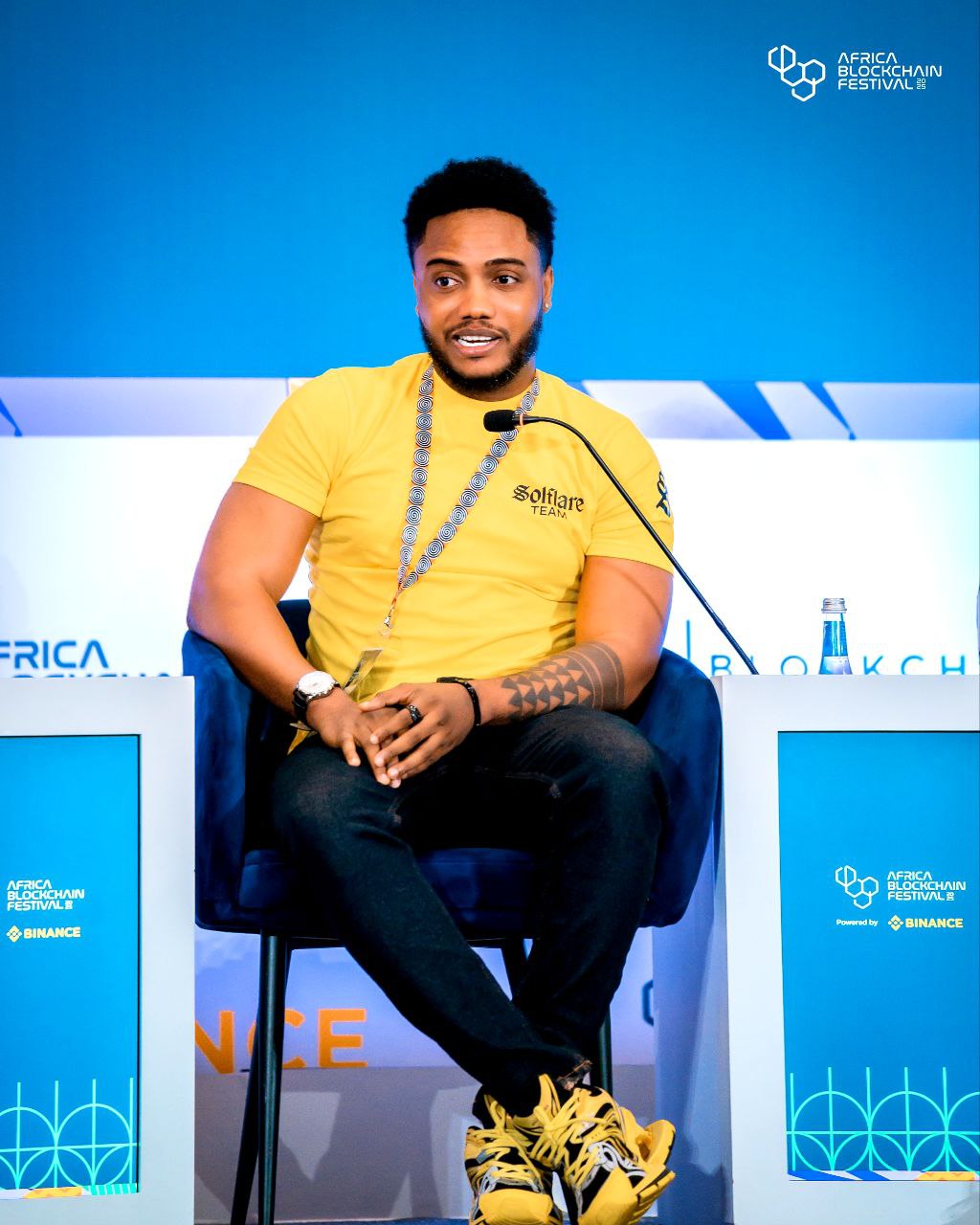 Harrison representing Solflare Team at Africa Blockchain Festival