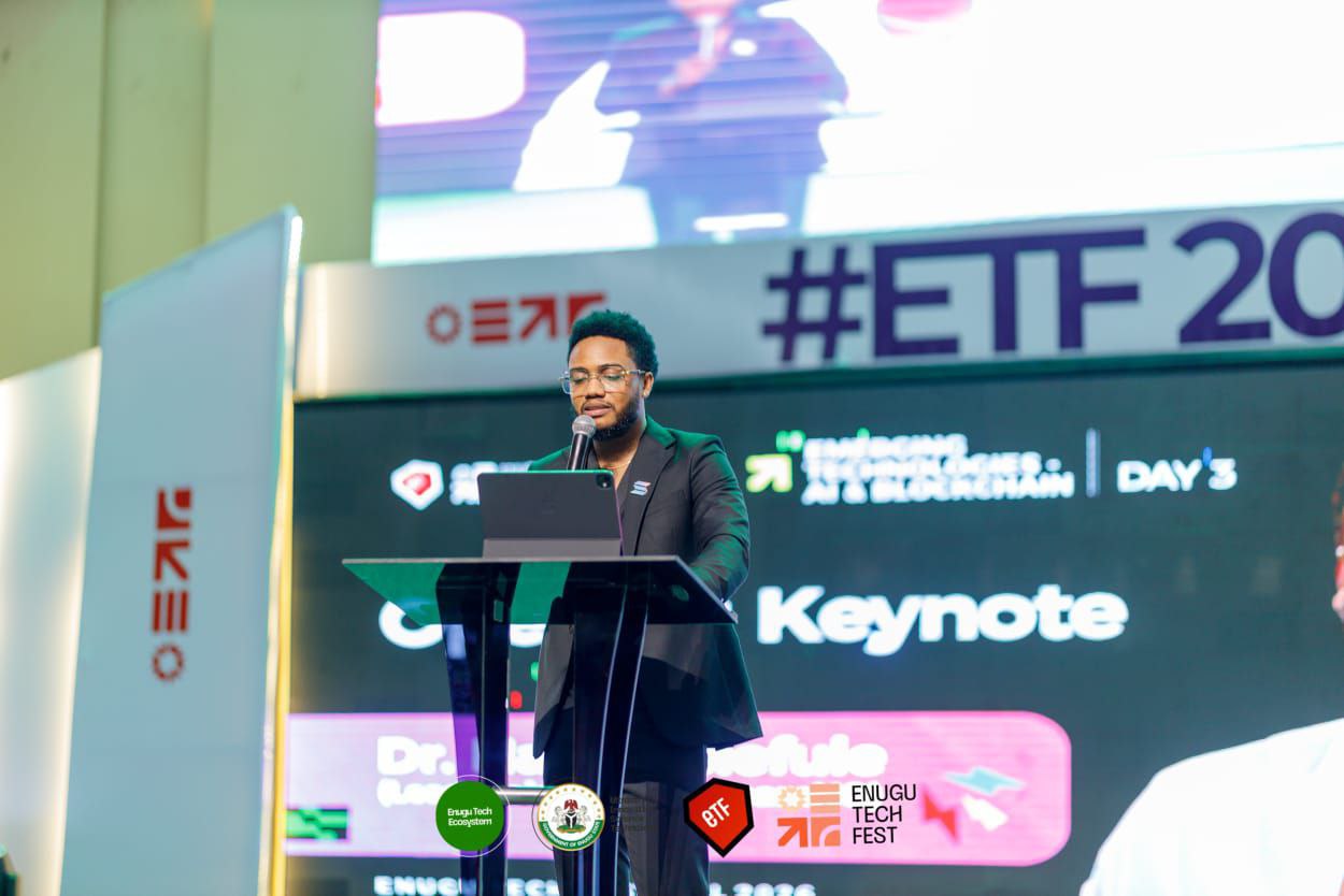 Harrison at Enugu Tech Fest keynote session Day 3